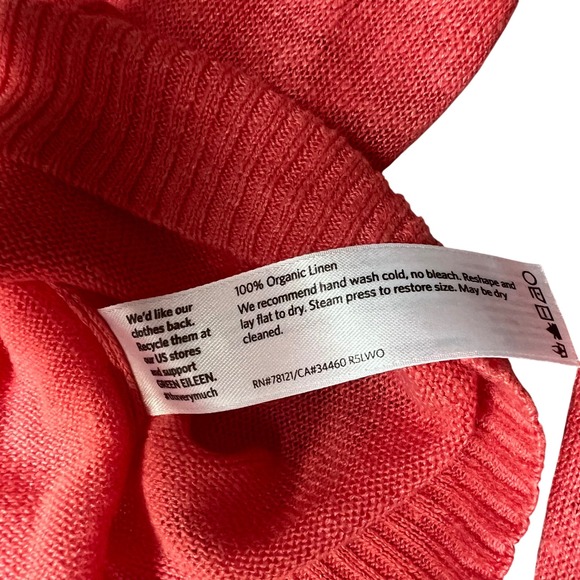 Eileen Fisher Organic Linen Blend Sweater Coral 3/4 Sleeve Women's‎ - Picture 5 of 6